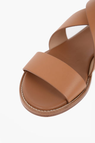Leather Sandals with Golden Buckle
