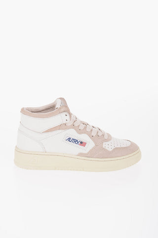 High-Top Leather Sneakers with Suede Details