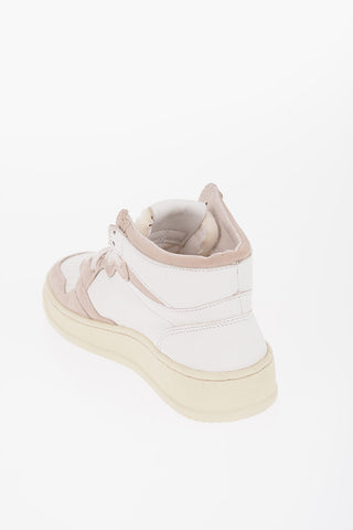 High-Top Leather Sneakers with Suede Details