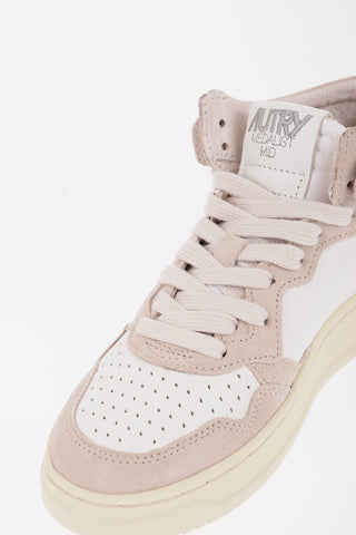 High-Top Leather Sneakers with Suede Details