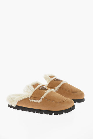 Mules in Suede con Fodera in Shearling