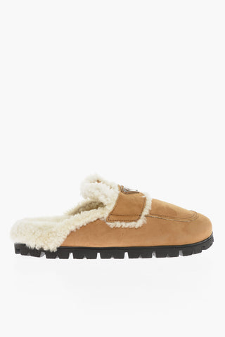 Mules in Suede con Fodera in Shearling