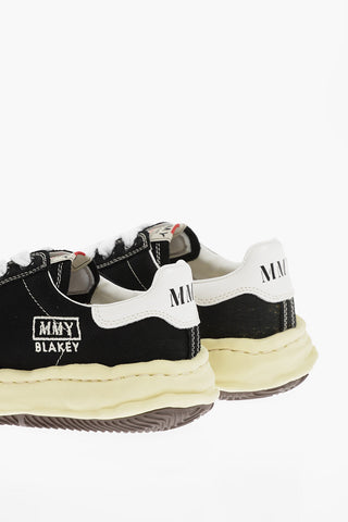 Contrasting Rubber Sole Canvas Lace-up Sneakers