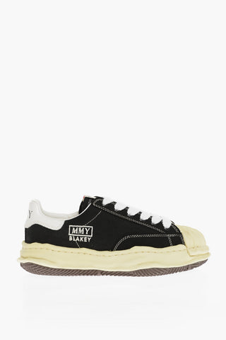 Contrasting Rubber Sole Canvas Lace-up Sneakers