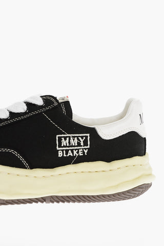 Contrasting Rubber Sole Canvas Lace-up Sneakers
