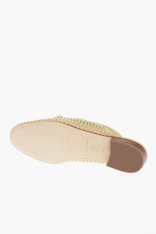 Woven Leather Mules with Metal Buckle