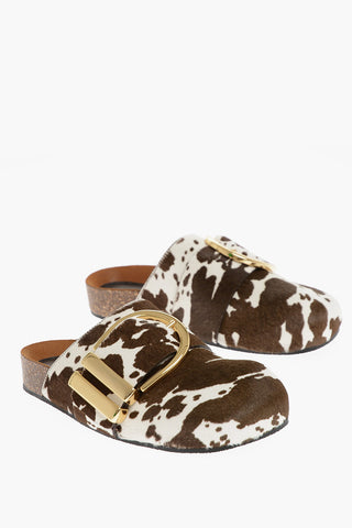 Animal Leather Print Mules with Buckle