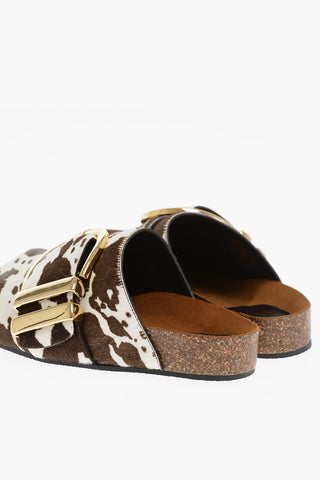 Animal Leather Print Mules with Buckle