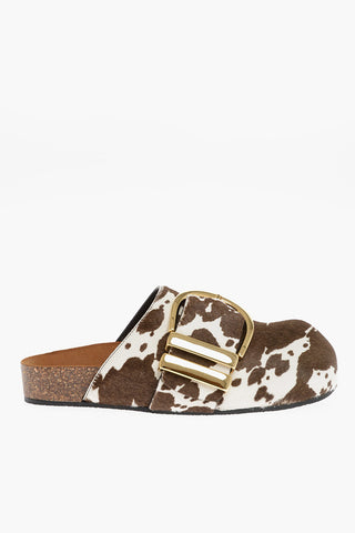 Animal Leather Print Mules with Buckle