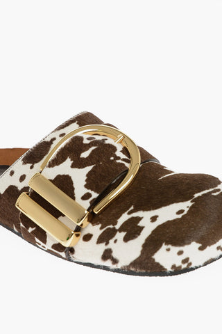 Animal Leather Print Mules with Buckle