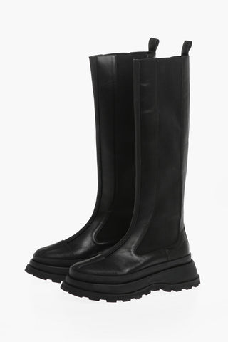 Knee-Lenght Leather Chelsea Boots