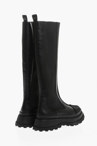 Knee-Lenght Leather Chelsea Boots