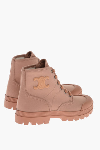Monochrome Canvas Lace-up Booties