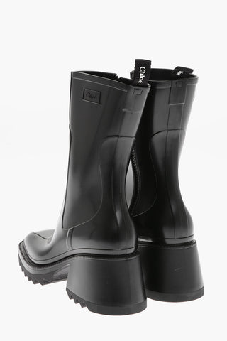Side Zip Rubber BETY Booties with Squared Toe 7cm