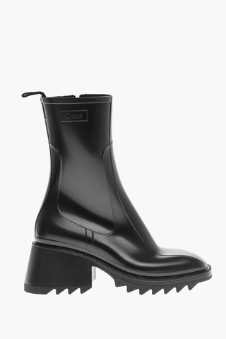 Side Zip Rubber BETY Booties with Squared Toe 7cm