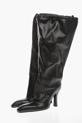 Pouch Design FALKON Leather Boots with Drawstring 10cm