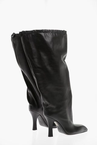 Pouch Design FALKON Leather Boots with Drawstring 10cm