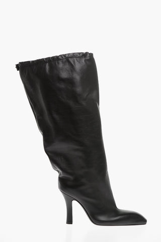 Pouch Design FALKON Leather Boots with Drawstring 10cm