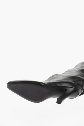 Pouch Design FALKON Leather Boots with Drawstring 10cm