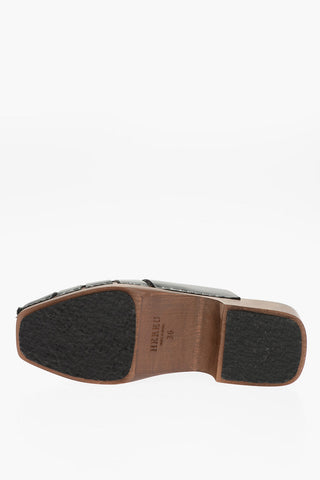 Mules in Pelle LICIA con Dettaglio Intrecciato e Suola in Legno