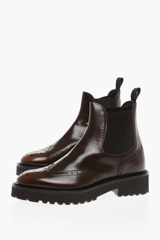 Stivaletti Chelsea in Pelle Full Brogue