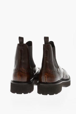 Stivaletti Chelsea in Pelle Full Brogue