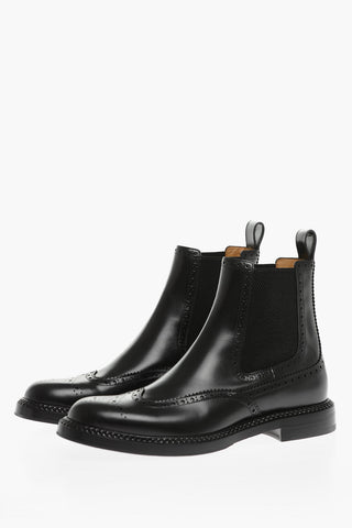 Chelsea Leather Booties with Brogues