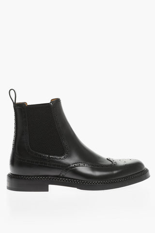 Chelsea Leather Booties with Brogues