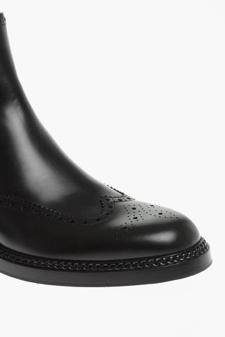 Chelsea Leather Booties with Brogues