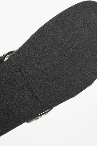 Coin Details Logoed Leather Thong Sandals