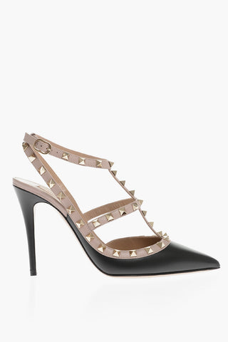 Leather Rockstud Pointed Toe Pumps 10,5cm