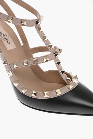 Leather Rockstud Pointed Toe Pumps 10,5cm