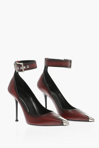 Ankle Strap Leather Pumps with Stiletto Heel 11cm