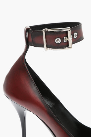 Ankle Strap Leather Pumps with Stiletto Heel 11cm