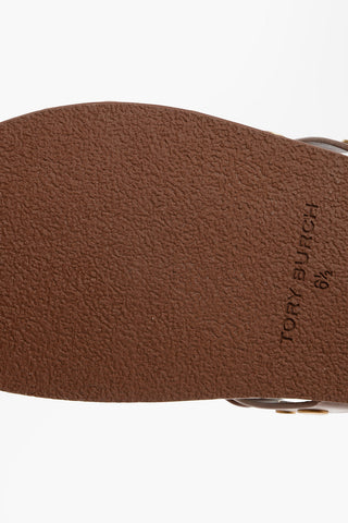 Coin Details Logoed Leather Thong Sandals