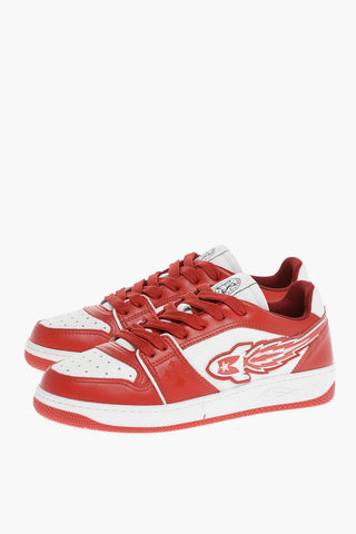 Two-Tone Leather ROCKET Low Top Sneakers with Patch