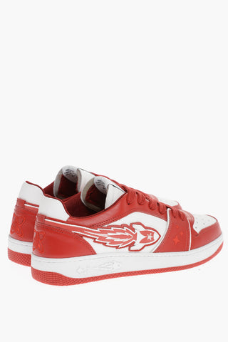 Two-Tone Leather ROCKET Low Top Sneakers with Patch
