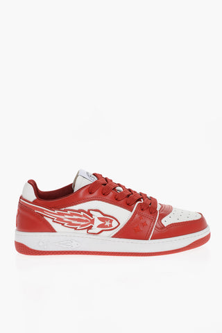Two-Tone Leather ROCKET Low Top Sneakers with Patch