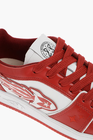 Two-Tone Leather ROCKET Low Top Sneakers with Patch