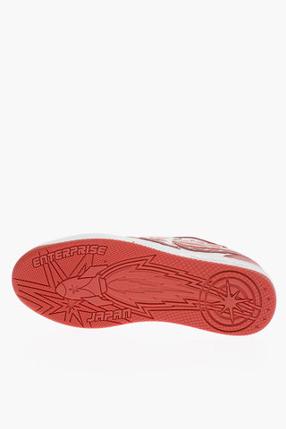 Two-Tone Leather ROCKET Low Top Sneakers with Patch
