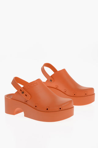 Recycled Rubber Slingback Mules with Platform Sole