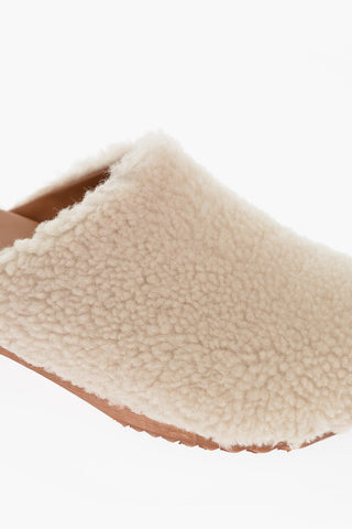 Wood Sole Shearling Mules