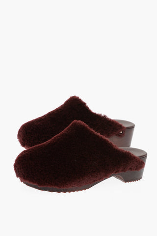 Wood Sole Shearling Mules