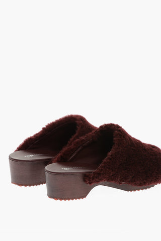 Wood Sole Shearling Mules