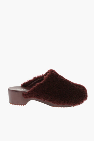 Wood Sole Shearling Mules