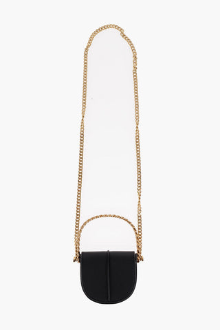 Golden-Effect Chain Leather Mini Wallet