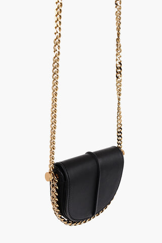 Golden-Effect Chain Leather Mini Wallet