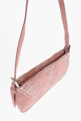 Borsa a Spalla Rettangolare DULCE in Camoscio con Cristalli