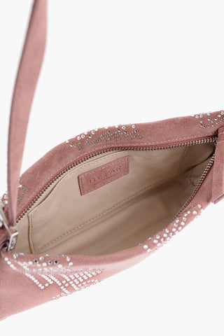 Borsa a Spalla Rettangolare DULCE in Camoscio con Cristalli