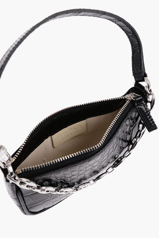 Crocodile Effect Leather RACHEL Mini Bag with Silver-Tone Chain